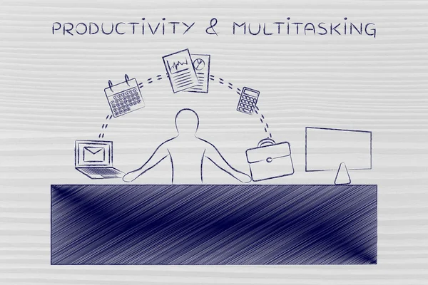 Conceito de produtividade e multitarefa — Fotografia de Stock