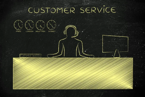 Kundendienst Mitarbeiter, die Anrufe entgegennehmen, Kundendienst — Stockfoto