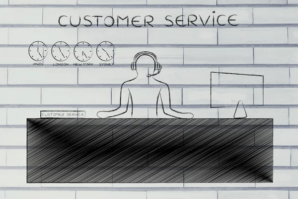 Customer support employee answering calls, customer service — Stock Photo, Image