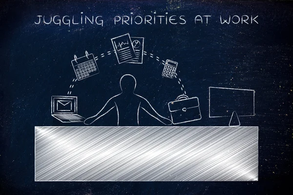Концепция жонглирования приоритетами на работе — стоковое фото