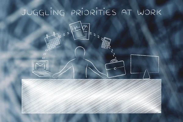Концепция жонглирования приоритетами на работе — стоковое фото