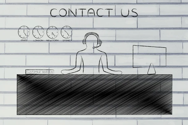 Działem obsługi klienta z pracownika odpowiadającego połączenia, skontaktuj się z nami — Zdjęcie stockowe