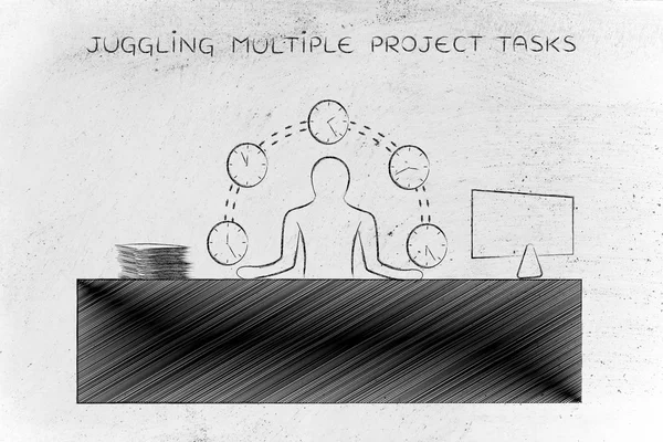 Concept van meerdere projecttaken jongleren — Stockfoto