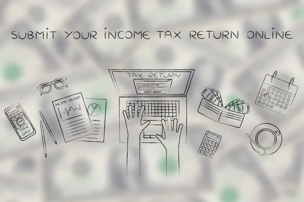 Concept of submit your income tax return online — Stock Photo, Image