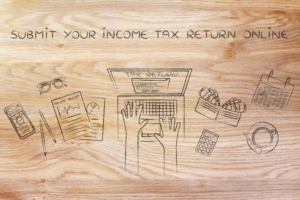 Concepto de presentar su declaración de impuestos en línea — Foto de Stock