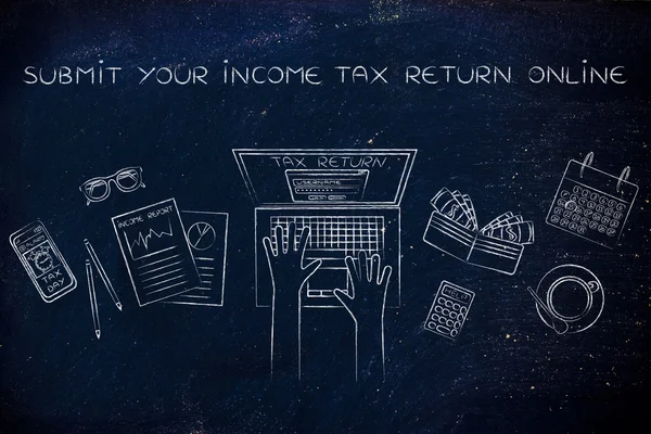 Concepto de presentar su declaración de impuestos en línea — Foto de Stock