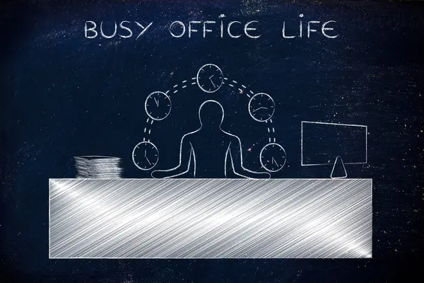 Концепция насыщенной офисной жизни — стоковое фото