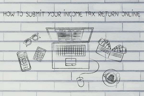 Concepto de cómo presentar su declaración de impuestos en línea — Foto de Stock