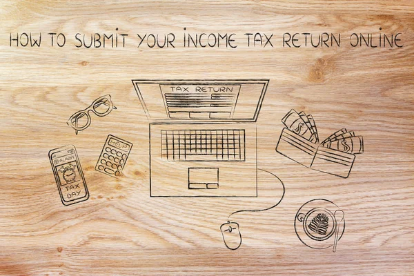 Concepto de cómo presentar su declaración de impuestos en línea — Foto de Stock