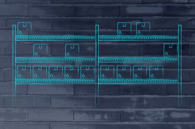 yaptı birkaç ürünleri ile depo raflar