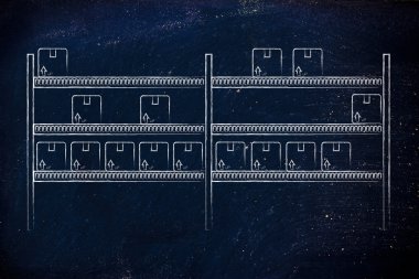 yaptı birkaç ürünleri ile depo raflar