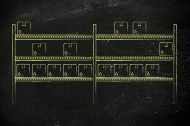 yaptı birkaç ürünleri ile depo raflar