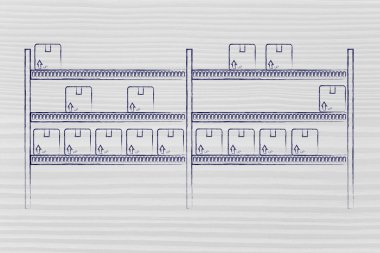 yaptı birkaç ürünleri ile depo raflar