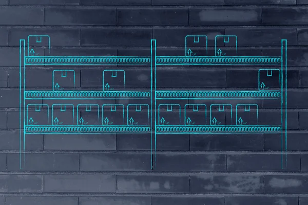 yaptı birkaç ürünleri ile depo raflar