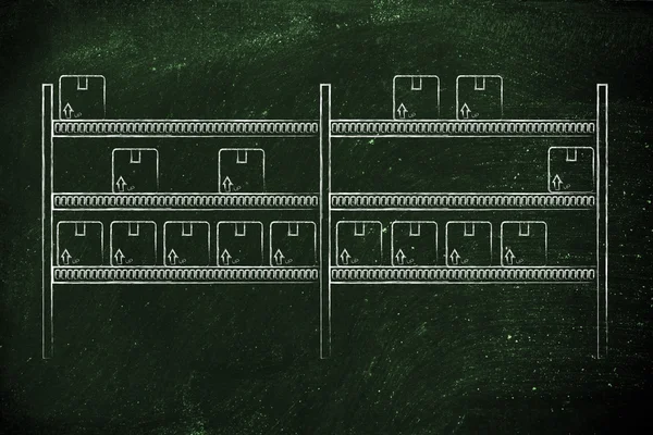 yaptı birkaç ürünleri ile depo raflar