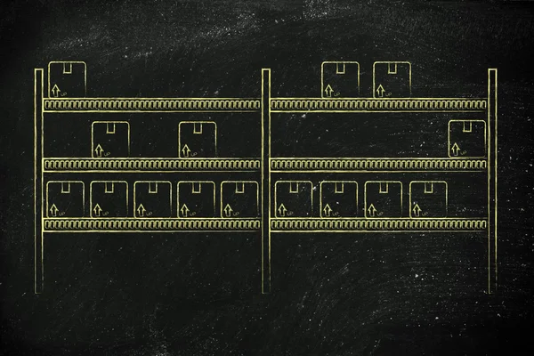 yaptı birkaç ürünleri ile depo raflar