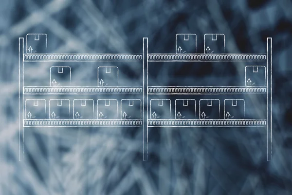 yaptı birkaç ürünleri ile depo raflar