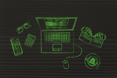 vergi formlarını office nesneleri ile dizüstü bilgisayar ekranında