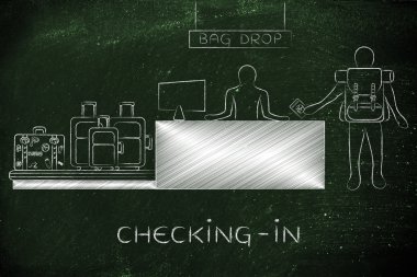 seyahat çanta açılan Havaalanı check-in sırasında