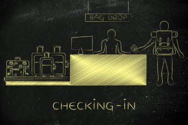 seyahat çanta açılan Havaalanı check-in sırasında