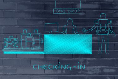 seyahat çanta açılan Havaalanı check-in sırasında