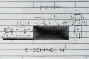 seyahat çanta açılan Havaalanı check-in sırasında