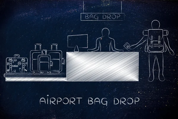 Concept van daling van de zak van de luchthaven — Stockfoto