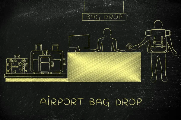 Concept van daling van de zak van de luchthaven — Stockfoto