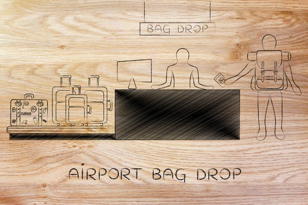 Concetto di aeroporto bag drop — Foto Stock