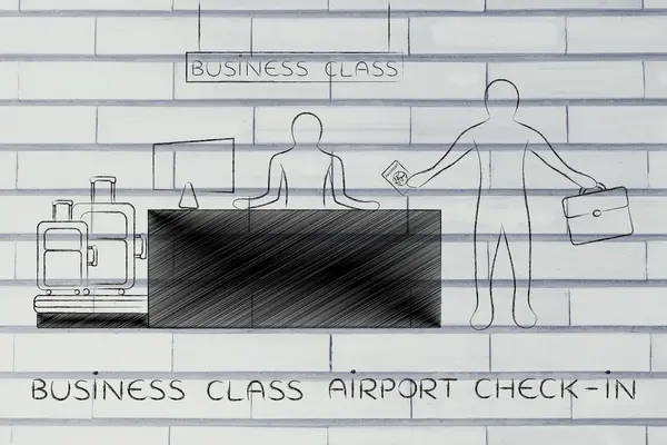비즈니스 클래스 공항 체크-인의 개념 — 스톡 사진