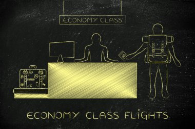 Gezgin havaalanında ekonomi sınıfı masasında