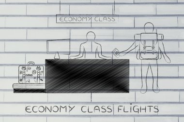 Gezgin havaalanında ekonomi sınıfı masasında