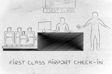 Birinci sınıf Havaalanı check-in sırasında Gezgin