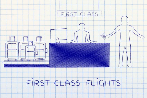 Birinci sınıf Havaalanı check-in sırasında Gezgin