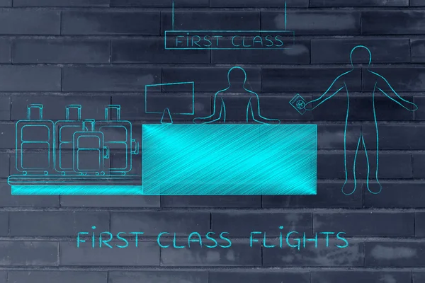 Birinci sınıf Havaalanı check-in sırasında Gezgin