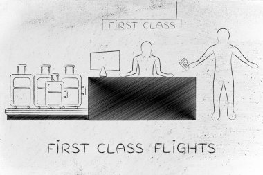 Birinci sınıf Havaalanı check-in sırasında Gezgin