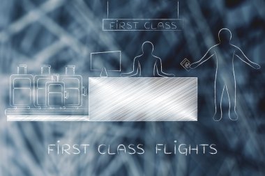 Birinci sınıf Havaalanı check-in sırasında Gezgin