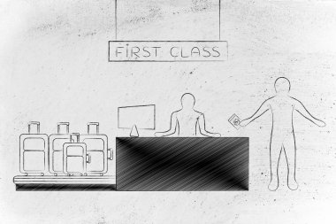 Birinci sınıf Havaalanı check-in sırasında Gezgin