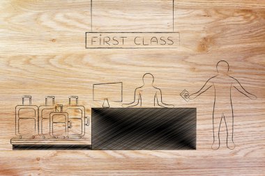 Birinci sınıf Havaalanı check-in sırasında Gezgin