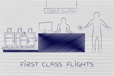 Birinci sınıf Havaalanı check-in sırasında Gezgin