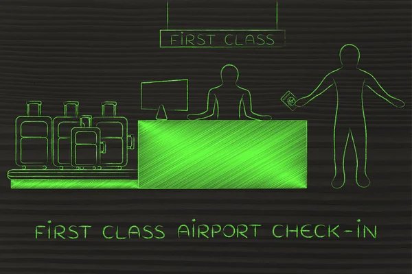 Birinci sınıf Havaalanı check-in sırasında Gezgin