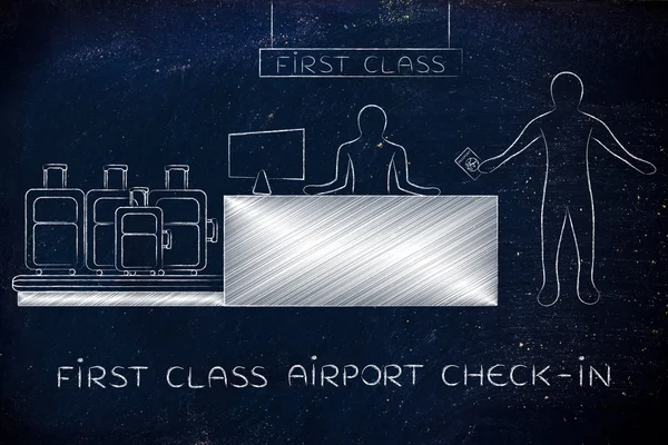 Birinci sınıf Havaalanı check-in sırasında Gezgin