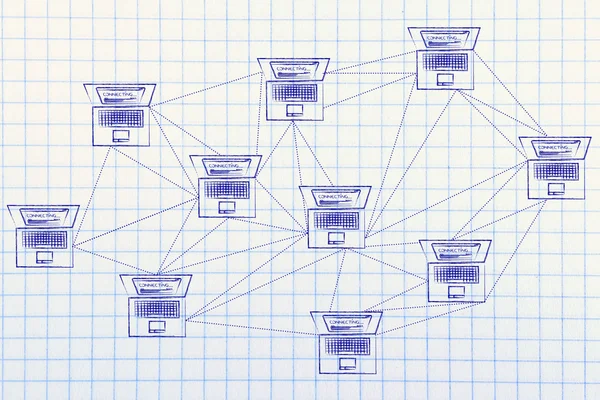 Δίκτυο υπολογιστή με την αφθονία των συνδέσεων — Φωτογραφία Αρχείου
