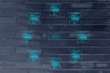 yıldız ağ bilgisayar ve hub