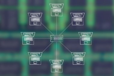 yıldız ağ bilgisayar ve hub