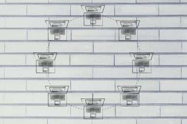 halka ağ yapısının içinde bağlı dizüstü bilgisayarlar