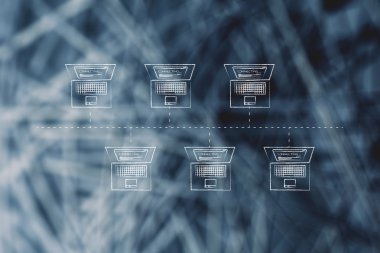 bir otobüs ağ yapısında bağlı dizüstü bilgisayarlar