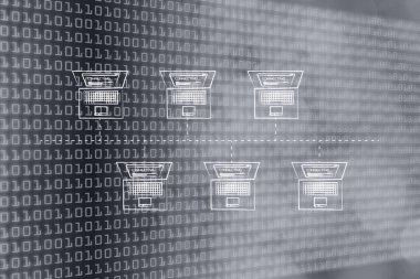 bir otobüs ağ yapısında bağlı dizüstü bilgisayarlar