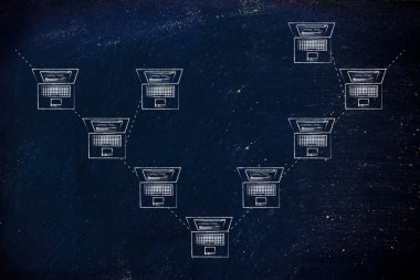 bir ağaç ağ yapısında bağlı dizüstü bilgisayarlar