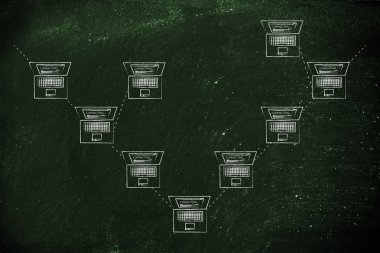 bir ağaç ağ yapısında bağlı dizüstü bilgisayarlar